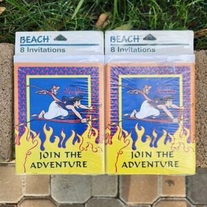 Vintage Beach Products Disney Aladdin Party Invitations 16 Count New Sealed USA